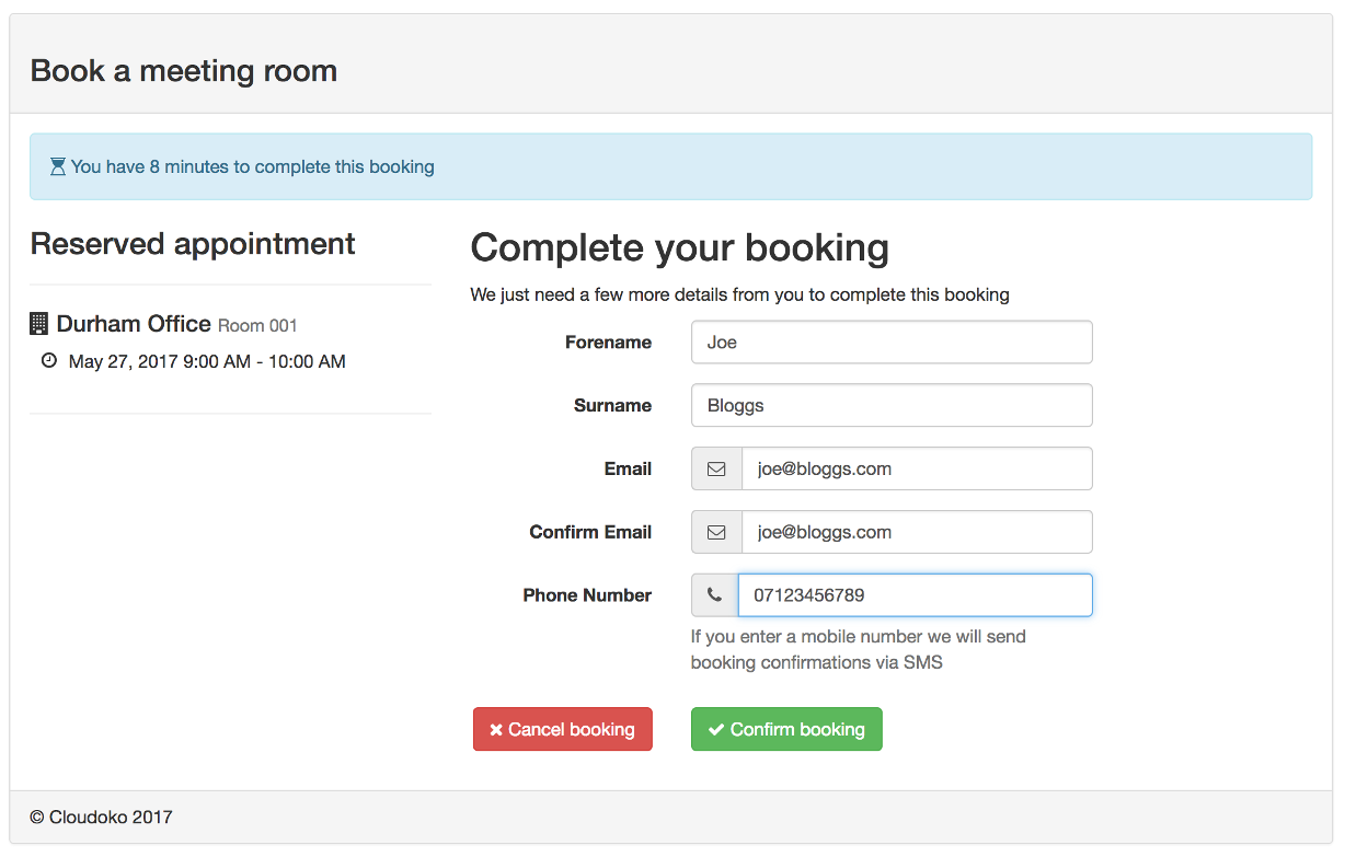 Booking Form